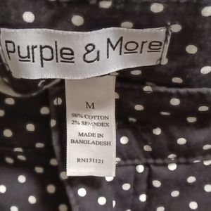 FINAL PRICE NWT Purple & More black with white polkadot Capri pants Size Medium